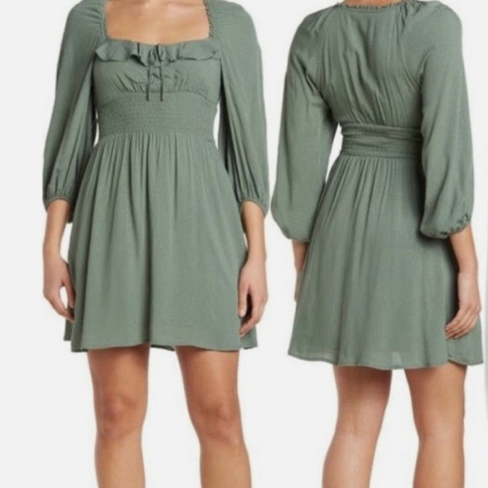 Betsey Johnson Ruffled Dot Jacquard Dress in Green - Women’s‎ Size XS